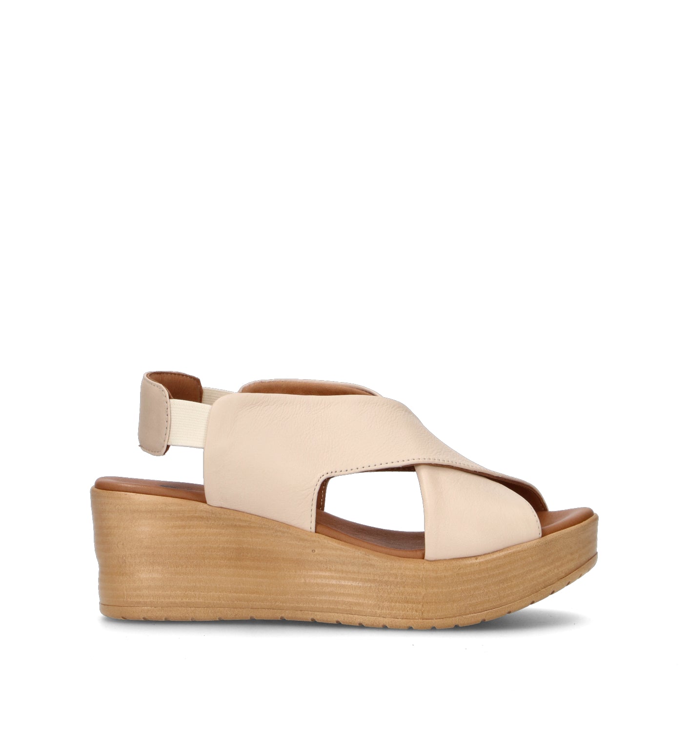 BUENO Sandalo donna crema in pelle