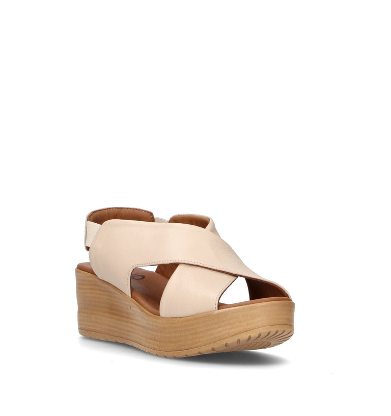 BUENO Sandalo donna crema in pelle