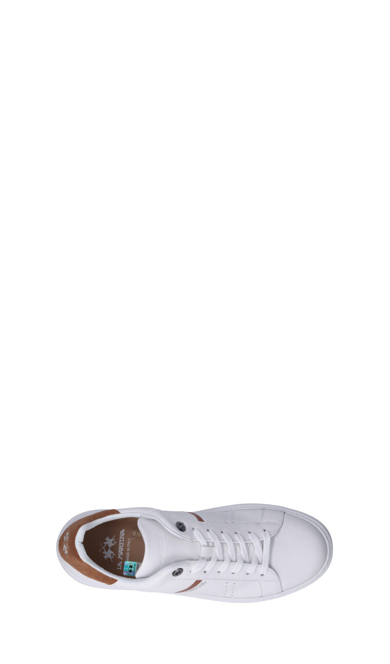 LA MARTINA Sneaker uomo bianca/cuoio in pelle