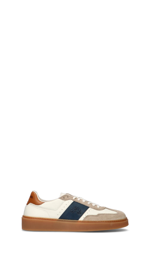 LA MARTINA Sneaker uomo bianca/blu in pelle