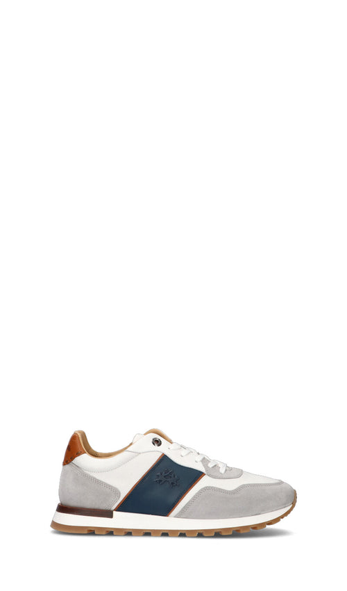 LA MARTINA Sneaker uomo bianca/blu in pelle