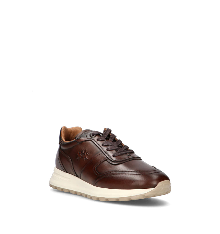 LA MARTINA Sneaker uomo testa di moro in pelle