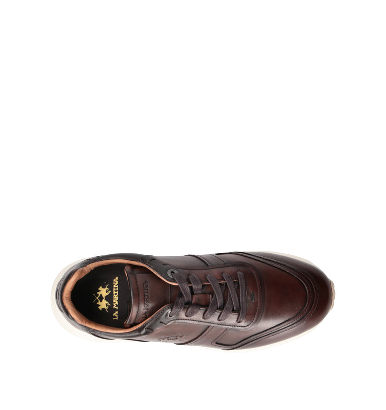 LA MARTINA Sneaker uomo testa di moro in pelle