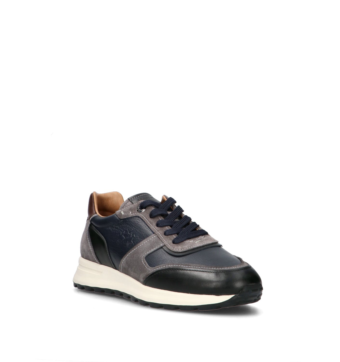 LA MARTINA Sneaker uomo blu/nera in pelle