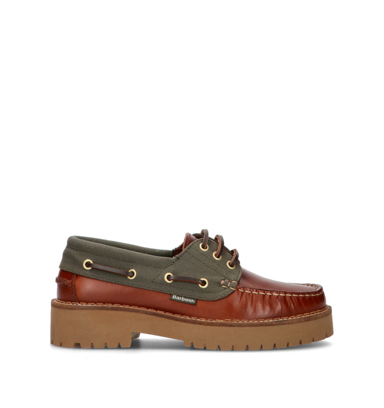 BARBOUR Scarpa barca donna marrone in pelle