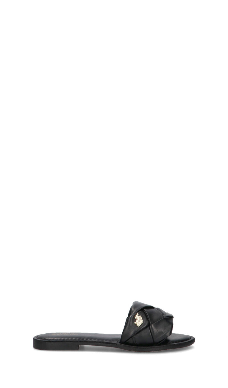U.S. POLO ASSN. Ciabatta donna nera in pelle