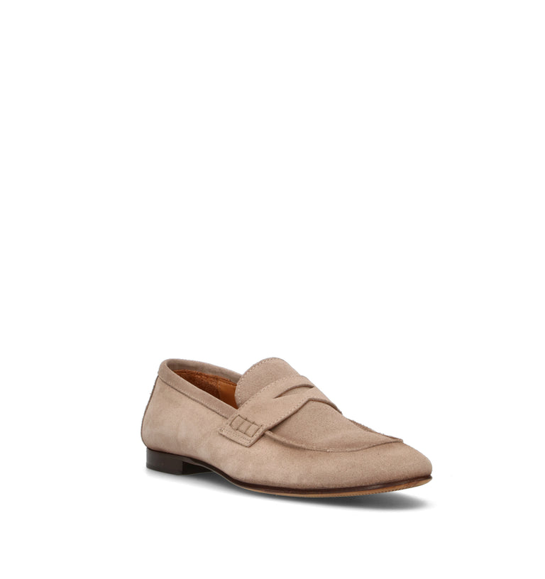 LORENZO TERRA Mocassino uomo taupe in suede