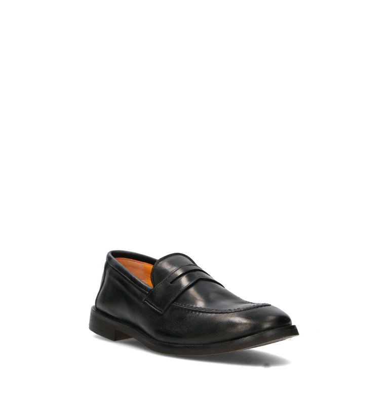 LORENZO TERRA Mocassino uomo nero in pelle