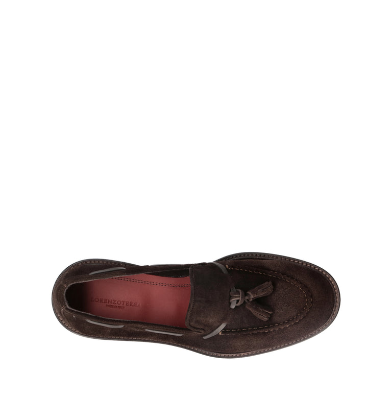 LORENZO TERRA Mocassino uomo marrone in suede