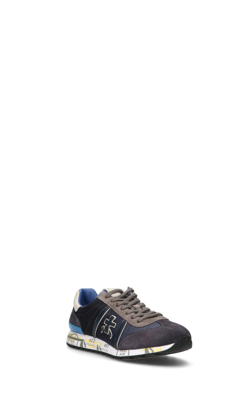 PREMIATA Sneaker uomo blu/testa di moro in pelle