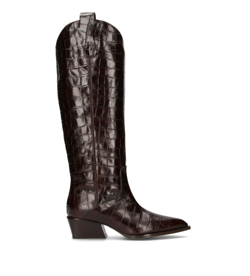 POEVE Stivale donna marrone in pelle