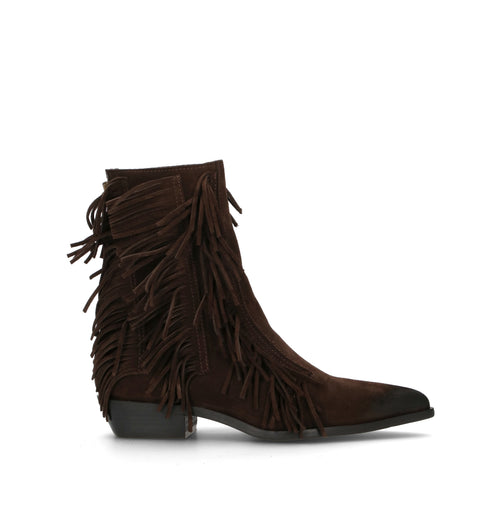 MIMMU' Tronchetto donna testa di moro in suede con frange