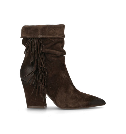 MIMMU' Tronchetto donna marrone in suede con frange