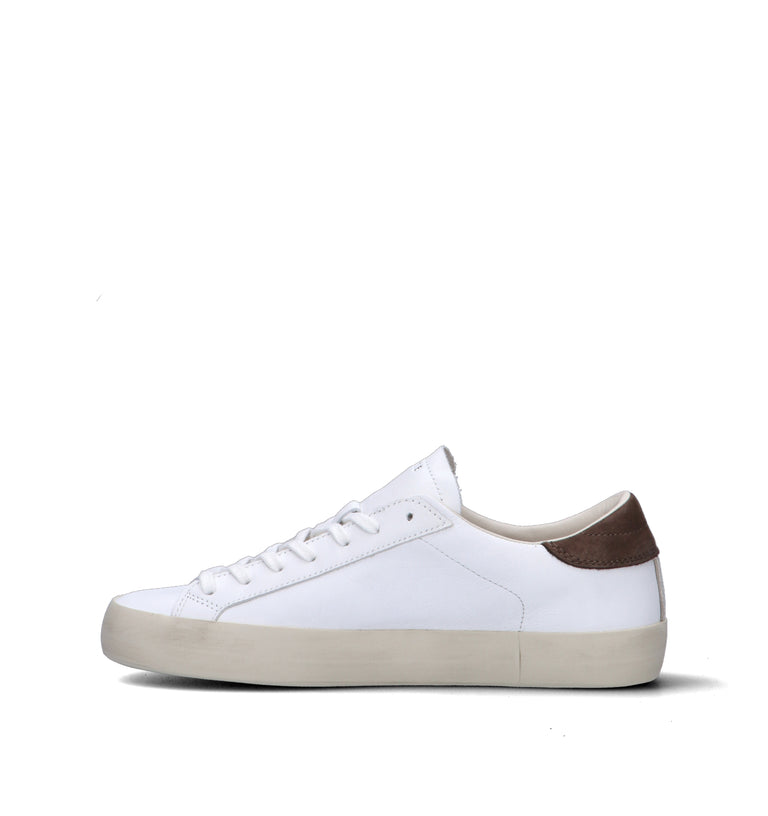 D.A.T.E. Sneaker uomo bianca/marrone in pelle