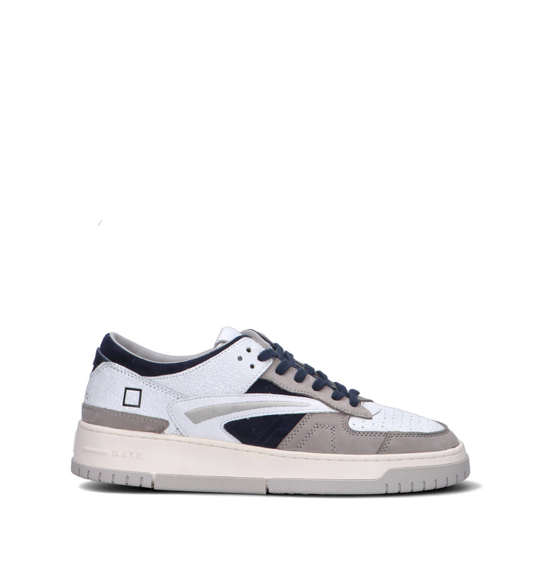 D.A.T.E. Sneaker uomo bianca/blu in pelle