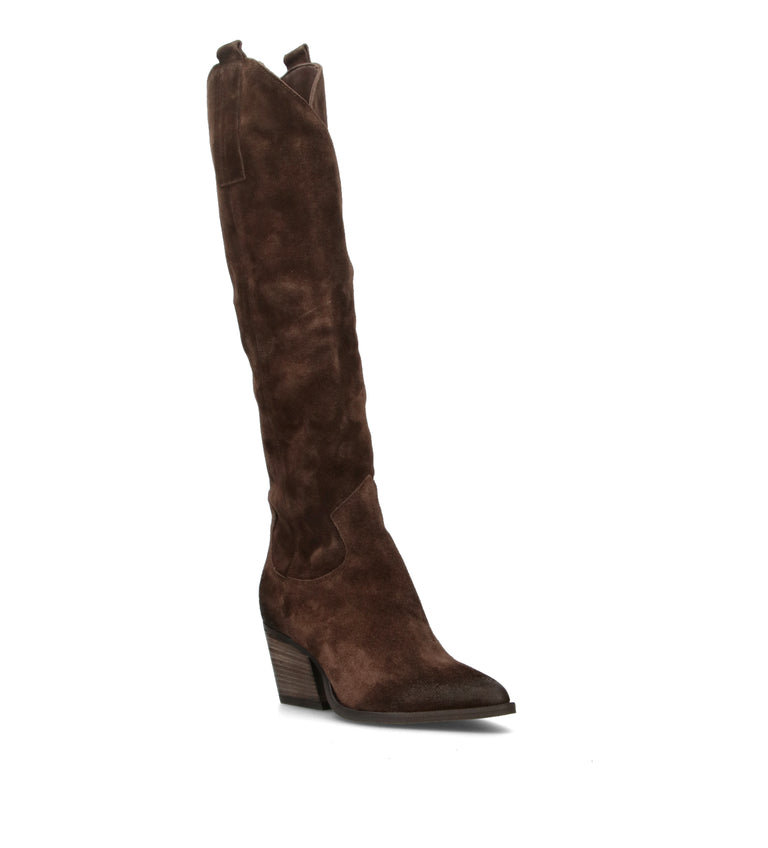 MIMMU' Stivale donna testa di moro in suede