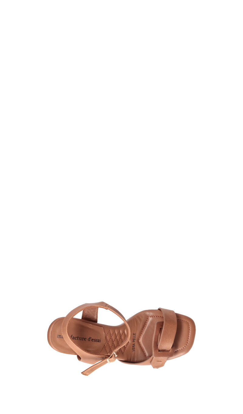 MANUFACTURE D'ESSAI Sandalo donna cammello in pelle