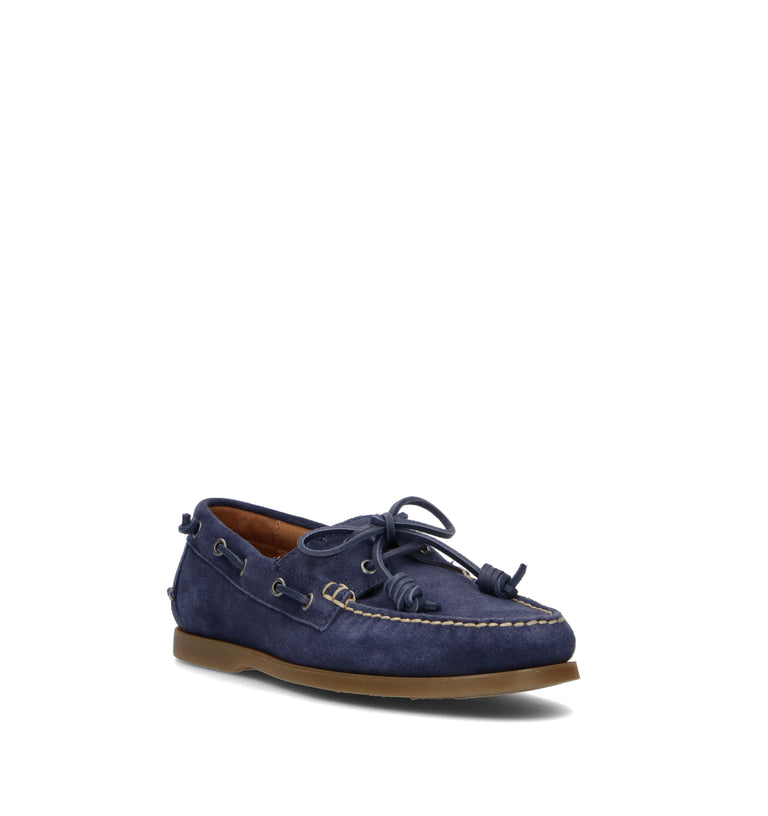 RALPH LAUREN Scarpa barca uomo blu in suede