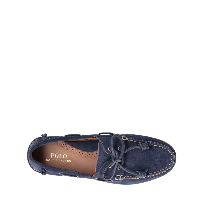 RALPH LAUREN Scarpa barca uomo blu in suede