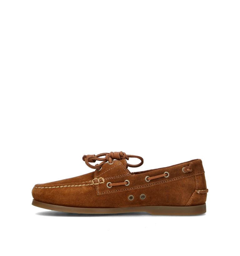 RALPH LAUREN Scarpa barca uomo cuoio in suede