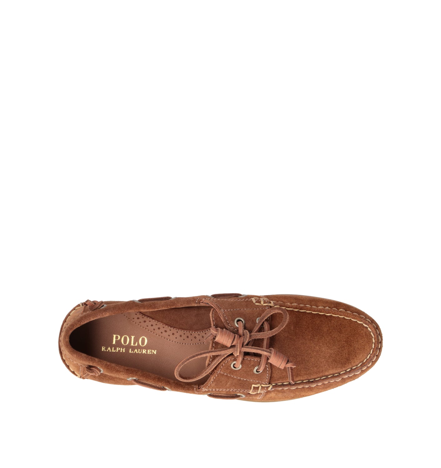 RALPH LAUREN Scarpa barca uomo cuoio in suede