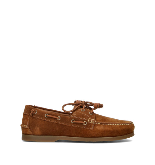 RALPH LAUREN Scarpa barca uomo cuoio in suede