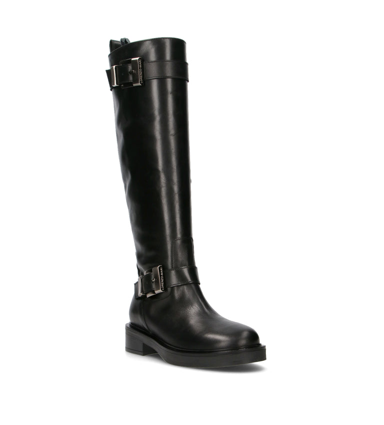 LORENZO MARI Stivale donna nero in pelle