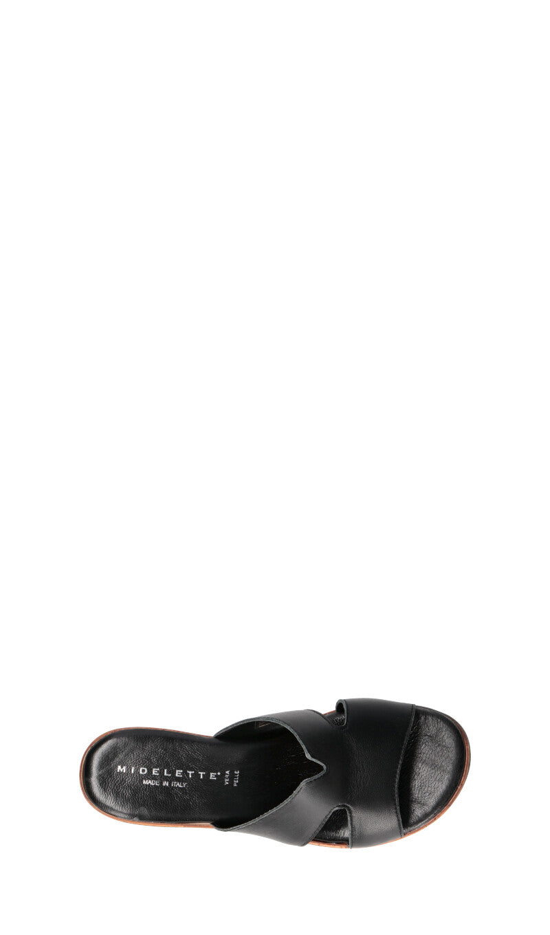MIDELETTE Ciabatta donna nera in pelle