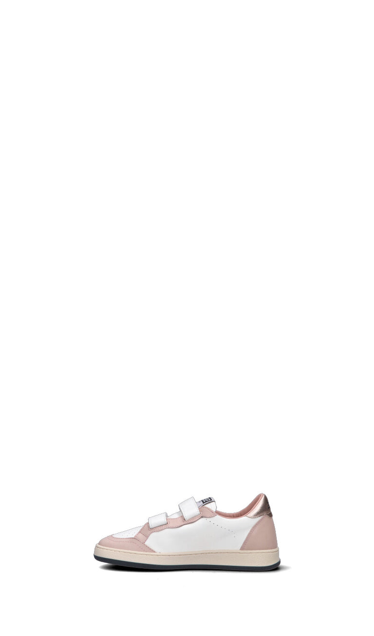 DUEBARRADODICI Sneaker bimba bianca/rosa in pelle