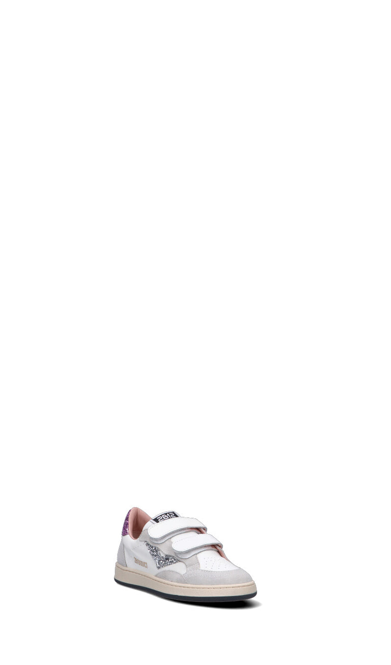 DUEBARRADODICI Sneaker bimba bianca/rosa in pelle