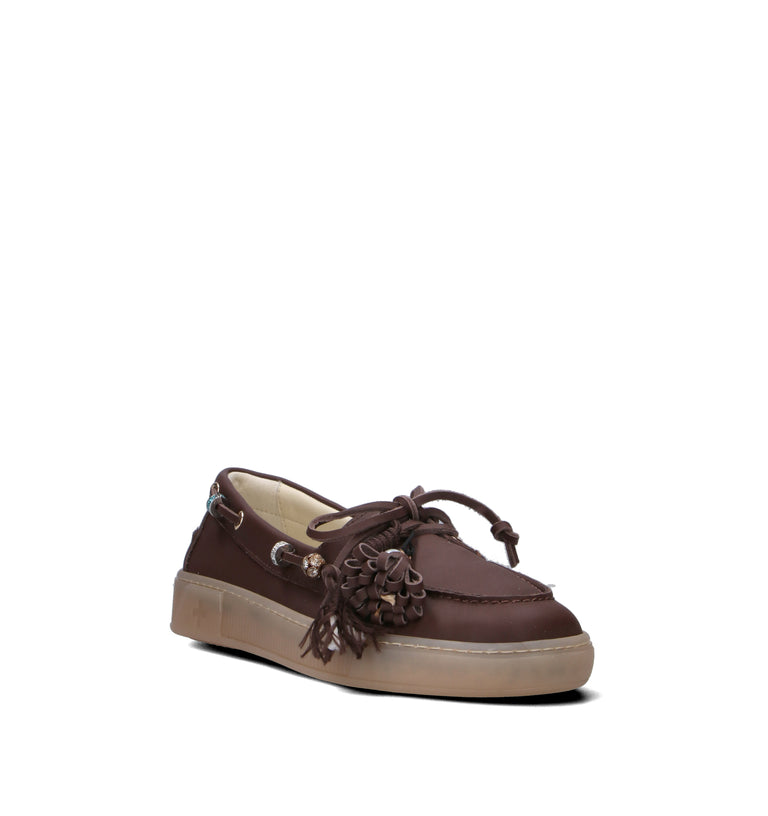 GIO+ Mocassino donna marrone in pelle