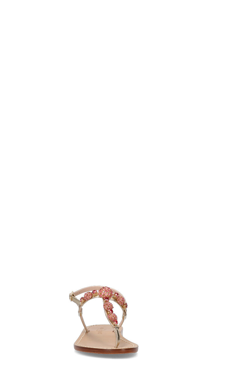 MODA POSITANO Sandalo donna platino in pelle