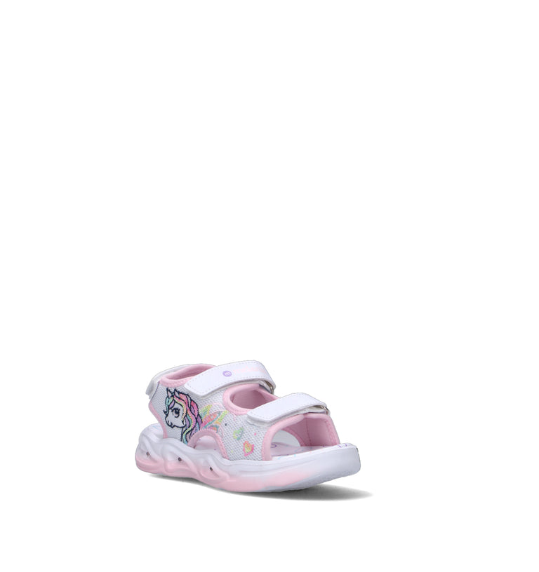MELANIA Sandalo bimba bianco/rosa con luci