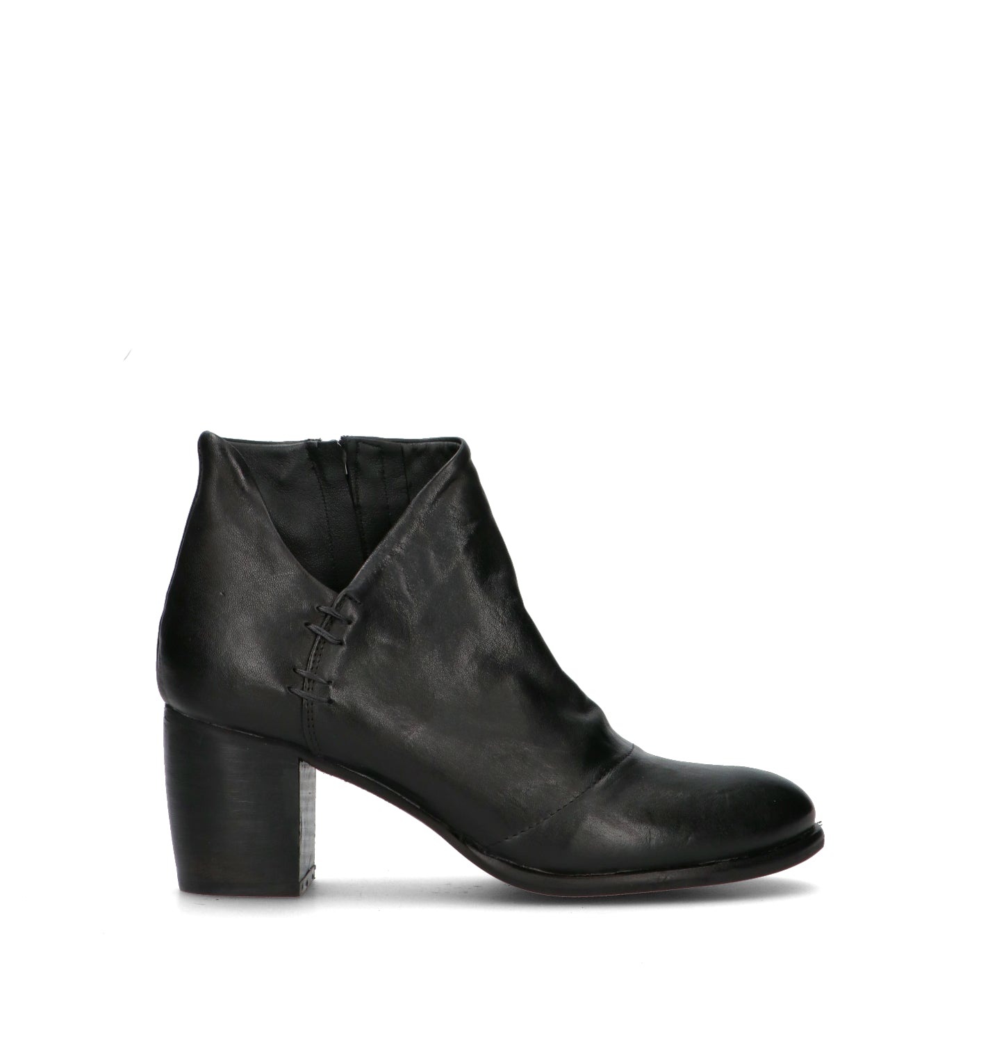 MEZZETINTE Tronchetto donna nero in pelle