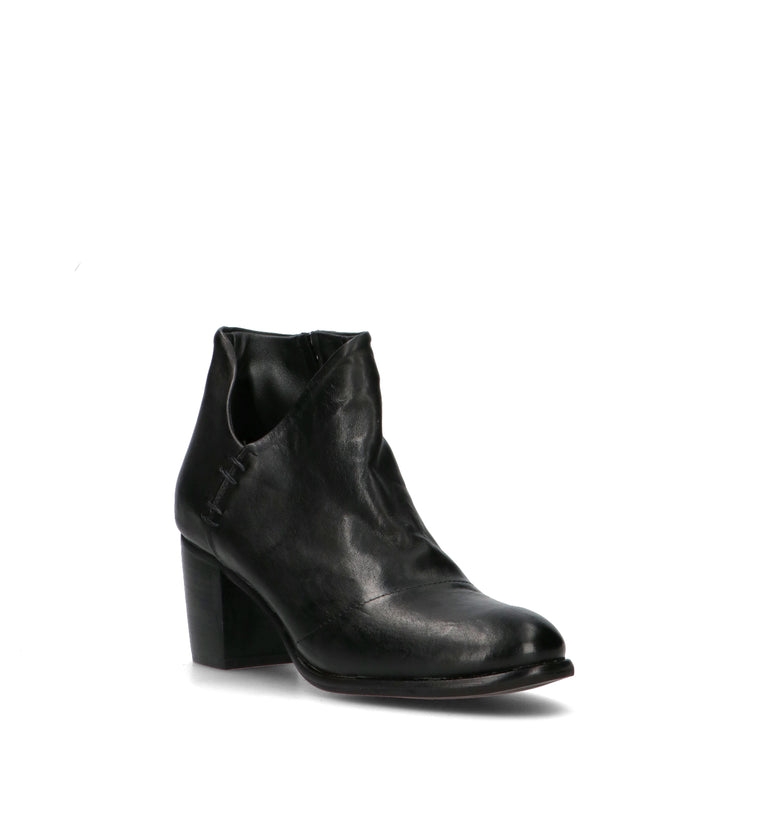 MEZZETINTE Tronchetto donna nero in pelle