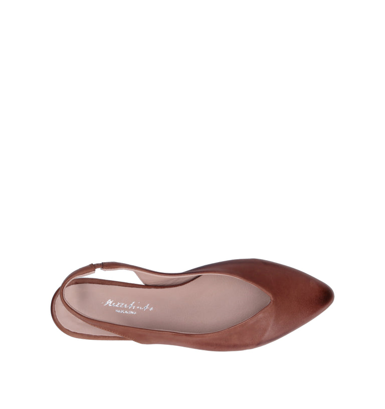 MEZZETINTE Slingback donna cuoio in pelle