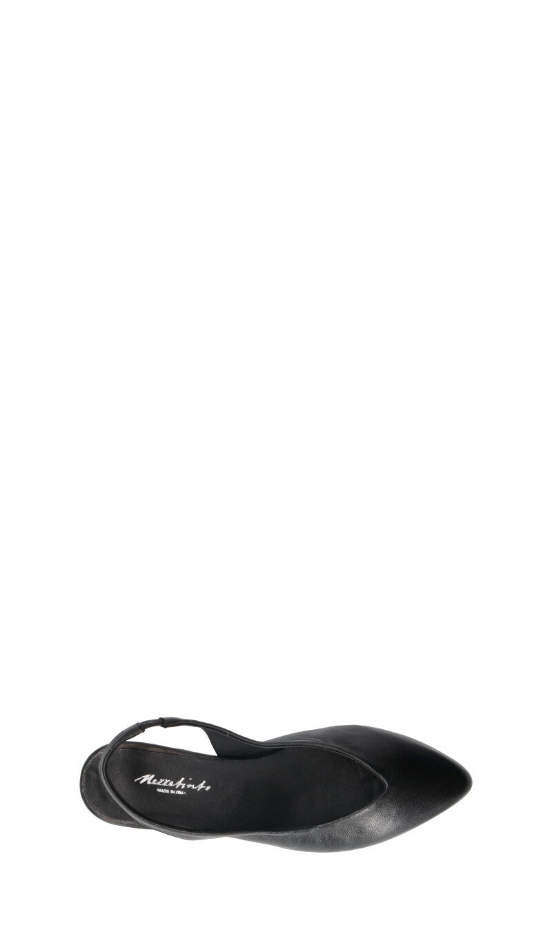 MEZZETINTE Slingback donna nera in pelle
