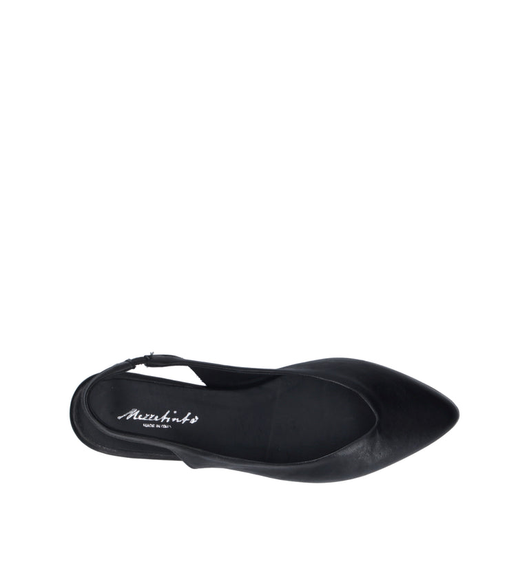 MEZZETINTE Slingback donna nera in pelle