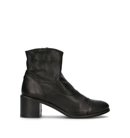 MEZZETINTE Tronchetto donna nero in pelle