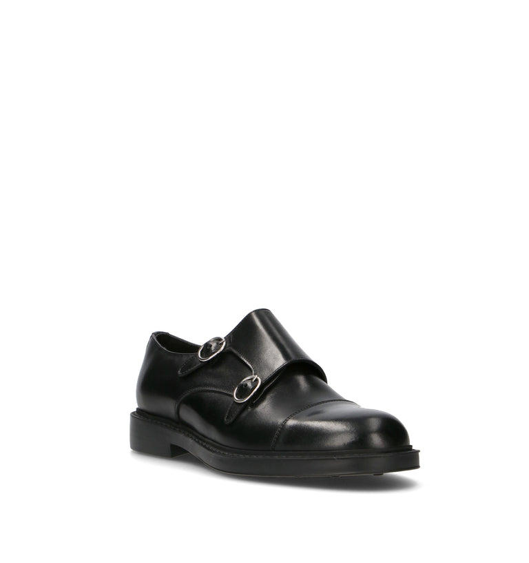 MEZZETINTE Stringata uomo nera in pelle