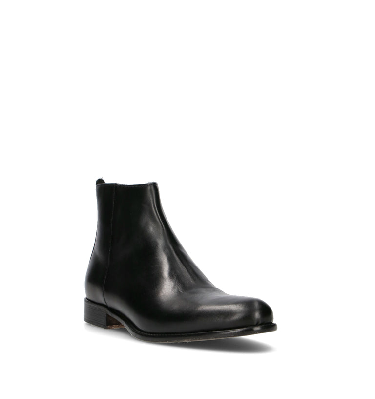 MEZZETINTE Tronchetto uomo nero in pelle