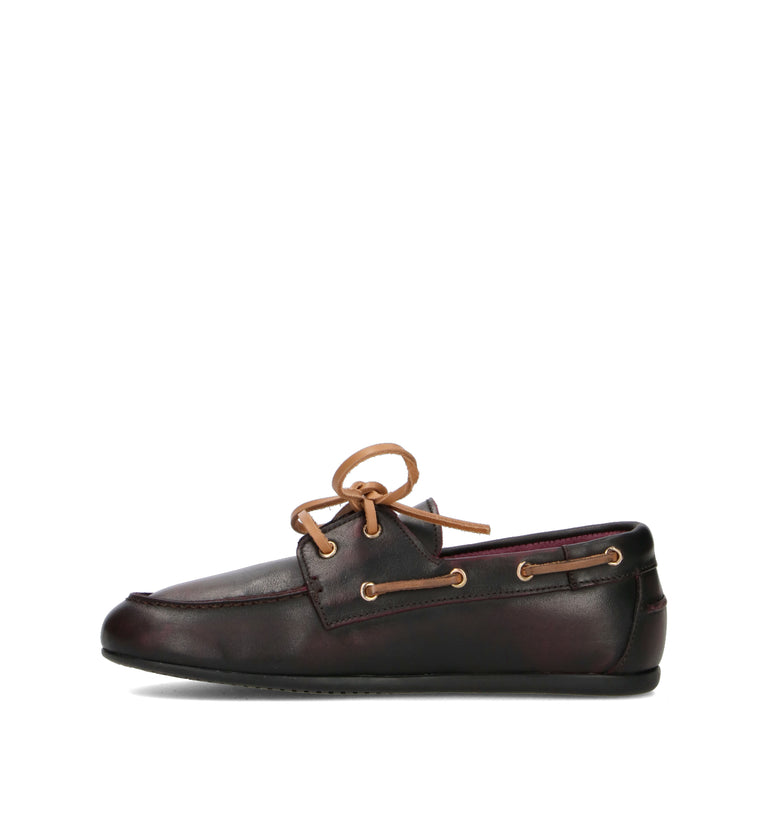 GRAFIA Scarpa barca donna bordeaux in pelle