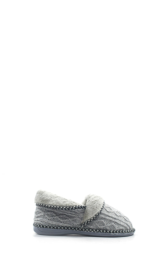 NATURAL Pantofola donna grigia in tessuto