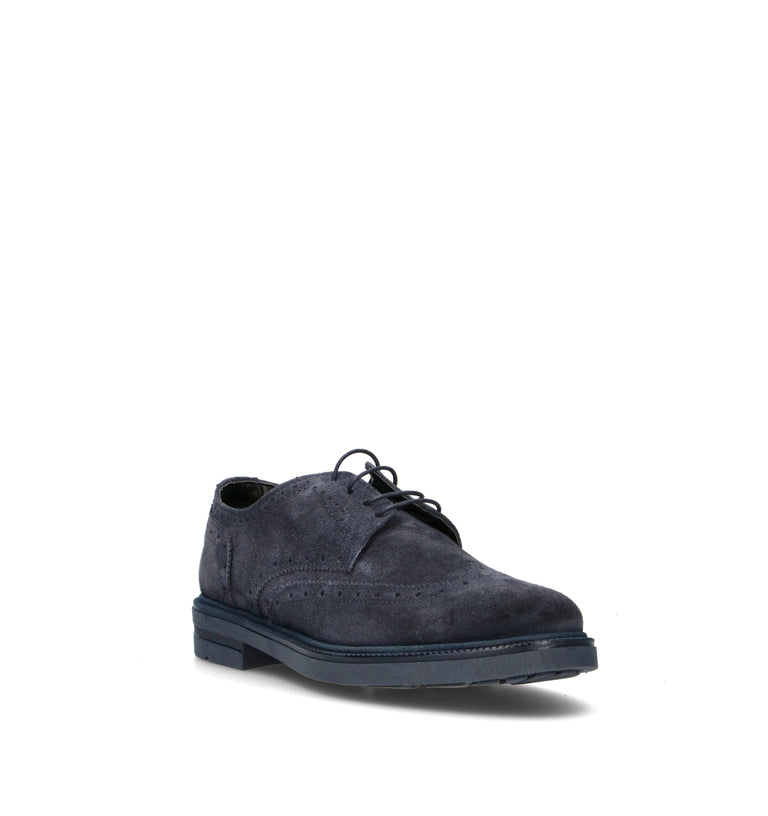 NEROFUMO Stringata uomo blu in suede