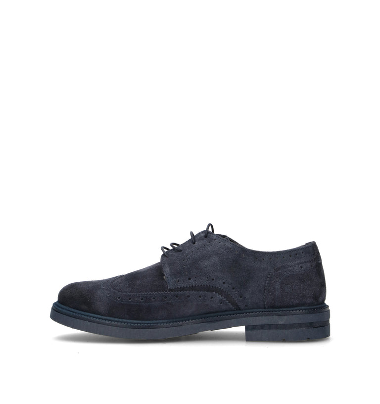 NEROFUMO Stringata uomo blu in suede
