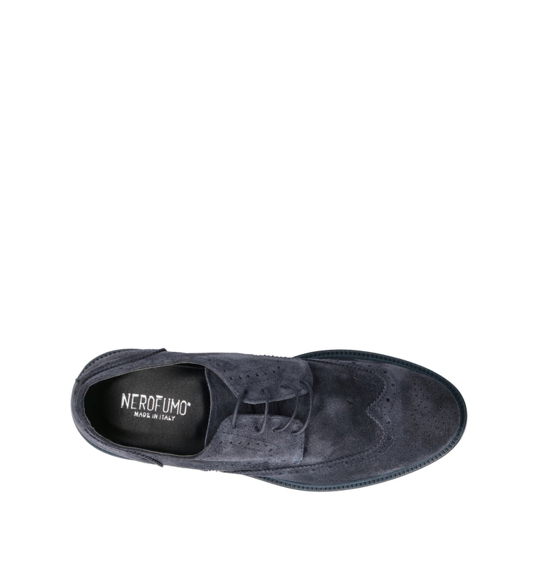 NEROFUMO Stringata uomo blu in suede