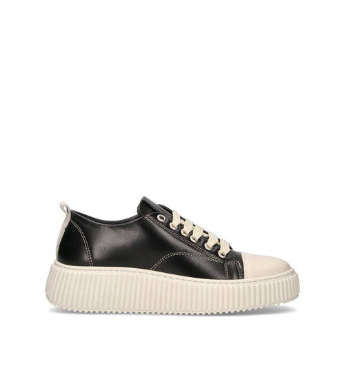 NEROFUMO Sneaker uomo nera/bianca in pelle