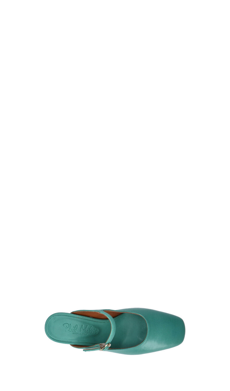 PHIL MELVIS Sabot donna verde in pelle