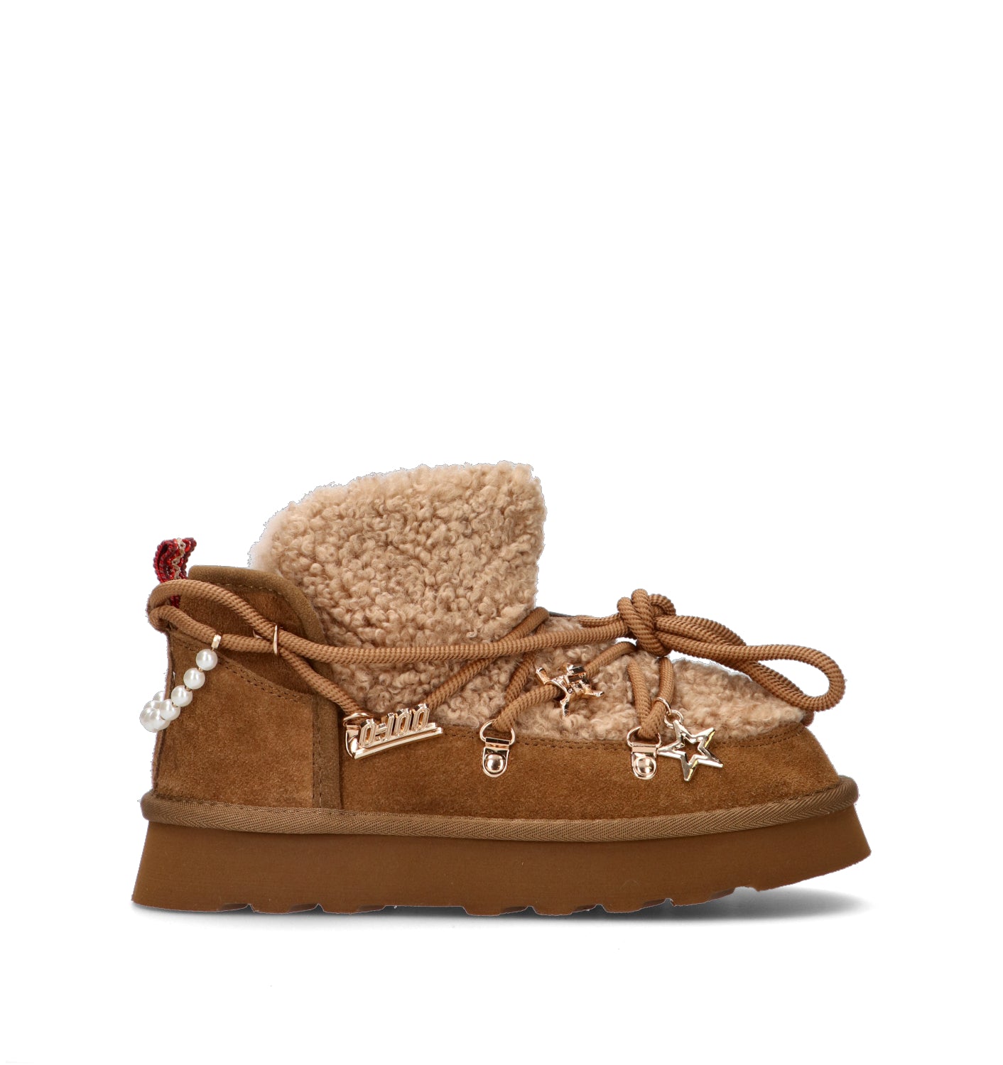 O-JOO Stivaletto pelo donna tabacco in suede