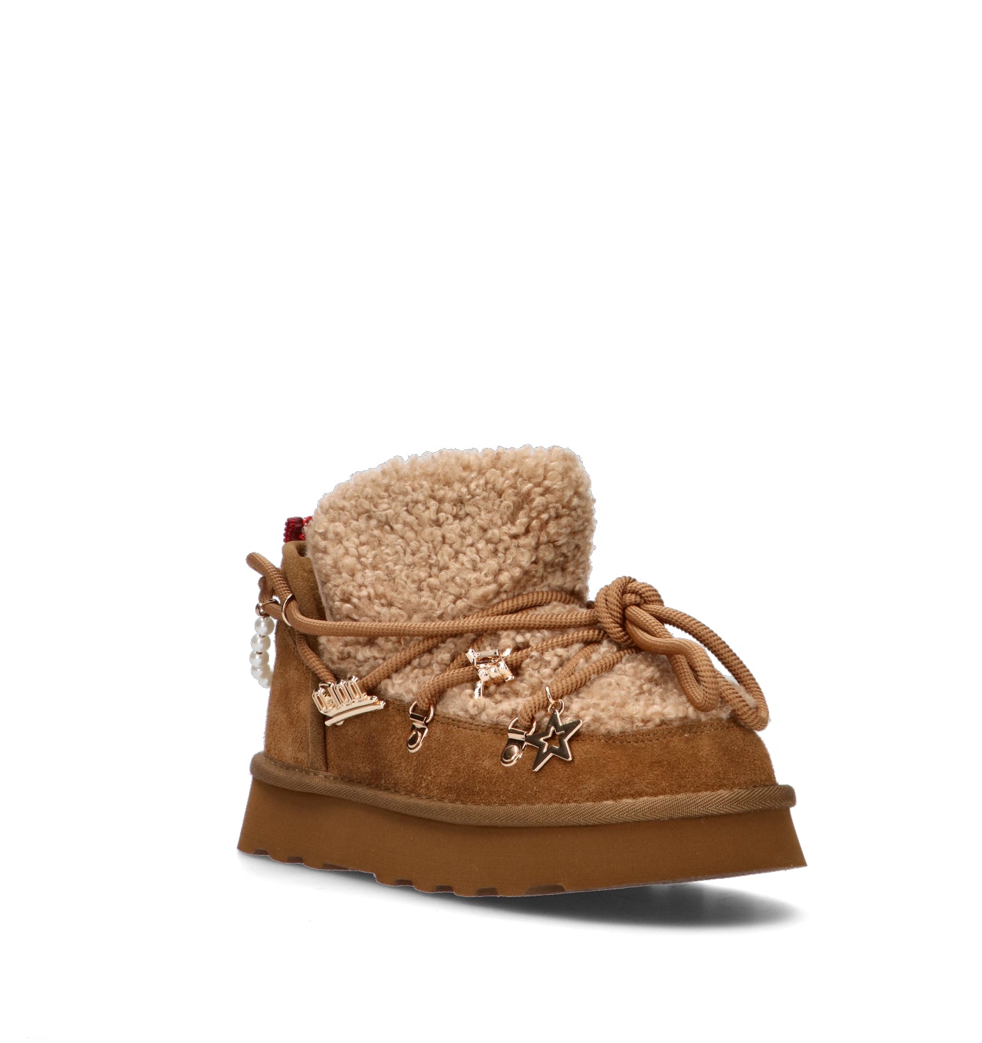 O-JOO Stivaletto pelo donna tabacco in suede
